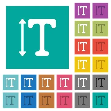 Adjust font height square flat multi colored icons Stock Illustration