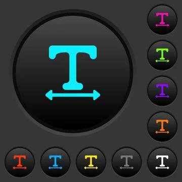 Adjust font width dark push buttons with color icons Stock Illustration