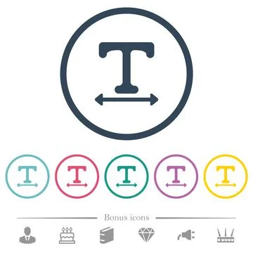 Adjust font width flat color icons in round outlines Stock Illustration