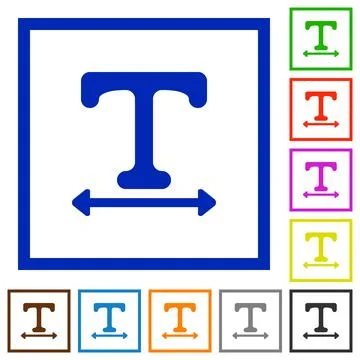 Adjust font width flat framed icons Stock Illustration