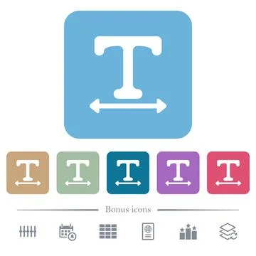Adjust font width flat icons on color rounded square backgrounds Stock Illustration