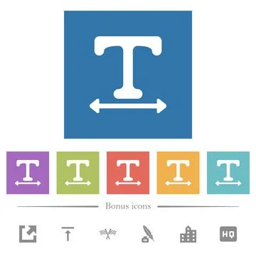 Adjust font width flat white icons in square backgrounds Stock Illustration