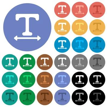 Adjust font width round flat multi colored icons Stock Illustration