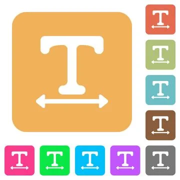 Adjust font width rounded square flat icons Stock Illustration