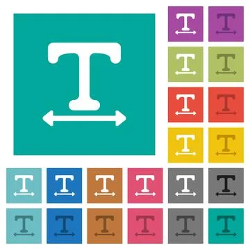 Adjust font width square flat multi colored icons Stock Illustration