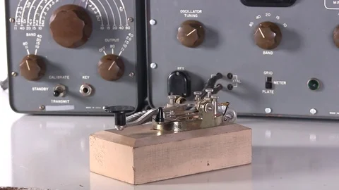 Adjust frequency and send morse code Stock Footage 84011790