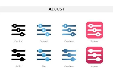 Adjust icon in different style. adjust vector icons designed in outline, so.. Stock Illustration