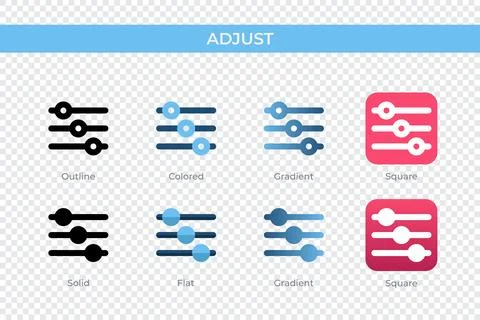 Adjust icon in different style. adjust vector icons designed in outline, so.. Stock Illustration