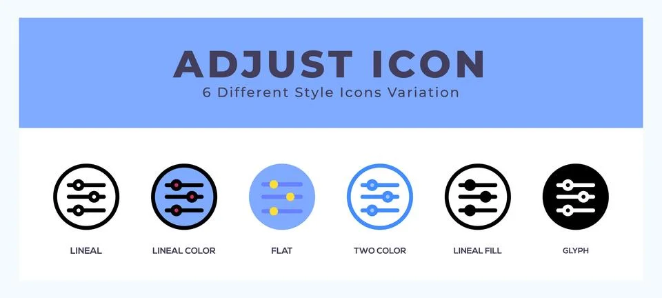 Adjust icon set with different styles. Vector illustration. Stockillustratie