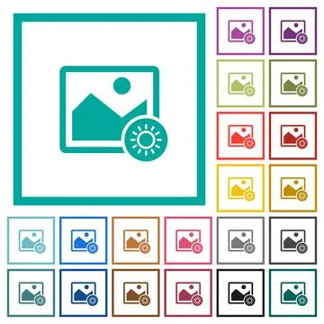 Adjust image brightness flat color icons with quadrant frames 스톡 일러스트