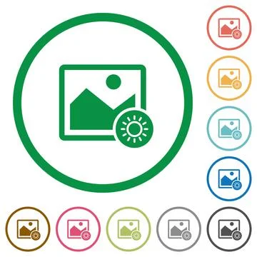 Adjust image brightness flat icons with outlines Stock Illustration