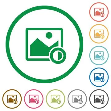 Adjust image contrast flat icons with outlines Stock Illustration