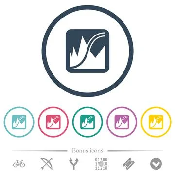 Adjust image curves flat color icons in round outlines Stock Illustration