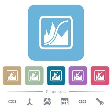 Adjust image curves flat icons on color rounded square backgrounds Stock Illustration