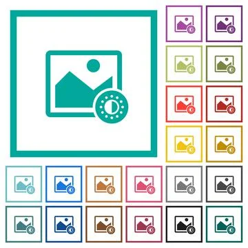 Adjust image saturation flat color icons with quadrant frames 스톡 일러스트