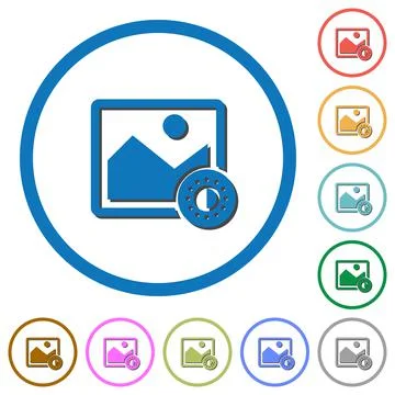 Adjust image saturation icons with shadows and outlines Stock Illustration