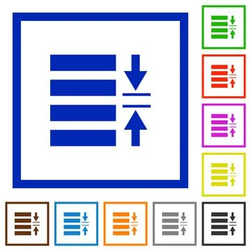 Adjust line spacing flat framed icons Illustrazione stock