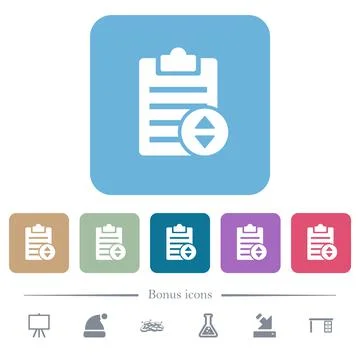Adjust note priority flat icons on color rounded square backgrounds Illustrazione stock