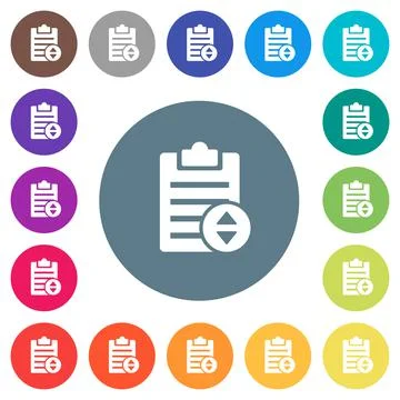 Adjust note priority flat white icons on round color backgrounds Illustrazione stock
