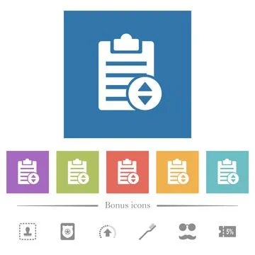 Adjust note priority flat white icons in square backgrounds Stock-Illustration