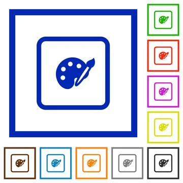 Adjust object color flat framed icons 스톡 일러스트