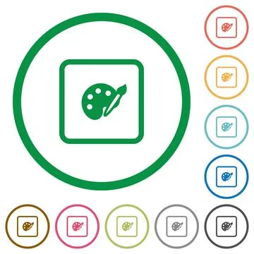 Adjust object color flat icons with outlines Stock Illustration