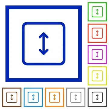 Adjust object height flat framed icons Stock Illustration