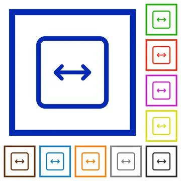 Adjust object width flat framed icons Stock Illustration