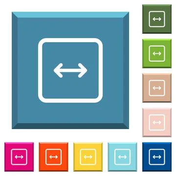 Adjust object width white icons on edged square buttons Illustrazione stock