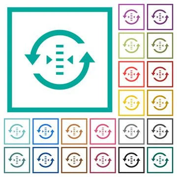 Adjust refresh rate flat color icons with quadrant frames 스톡 일러스트