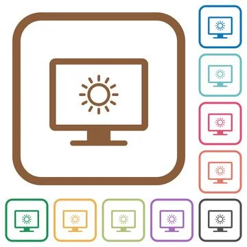 Adjust screen brightness simple icons Stock Illustration