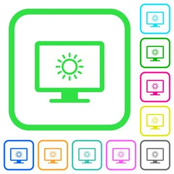 Adjust screen brightness vivid colored flat icons Stock Illustration