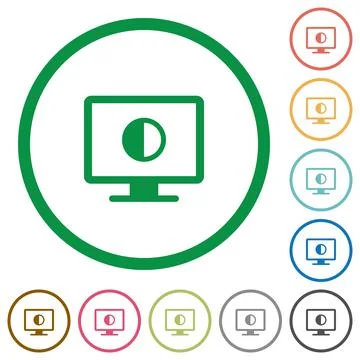 Adjust screen contrast flat icons with outlines 스톡 일러스트