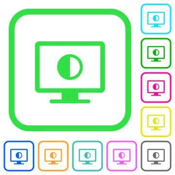 Adjust screen contrast vivid colored flat icons 스톡 일러스트