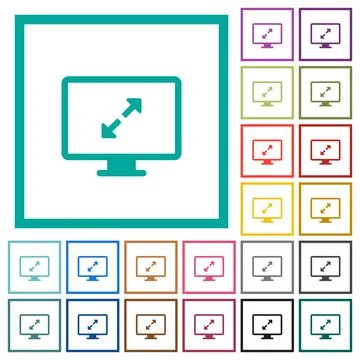 Adjust screen resolution flat color icons with quadrant frames 스톡 일러스트