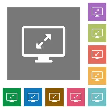 Adjust screen resolution square flat icons Illustrazione stock