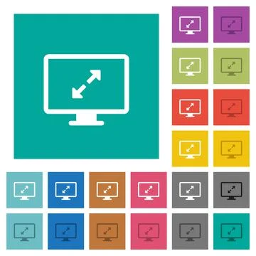 Adjust screen resolution square flat multi colored icons Stock Illustration