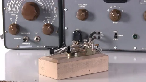 Adjust settings and send morse code Stock Footage 84012115