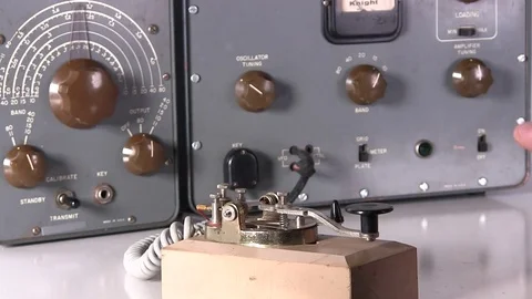 Adjust settings and send morse code Stock Footage 84012768