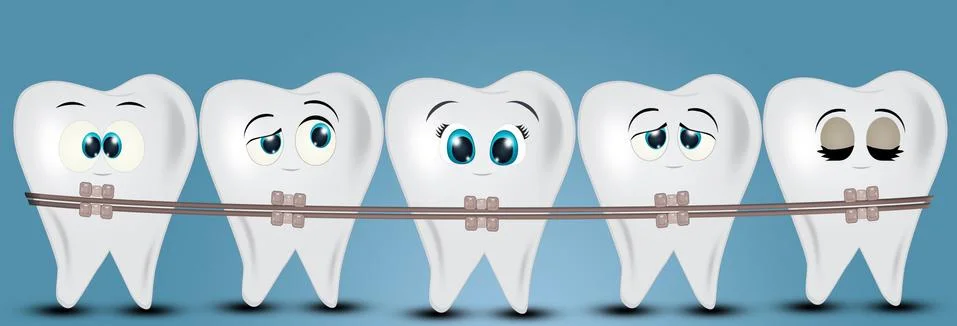 Adjust the teeth with the appliance Stock Illustration