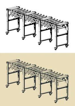 Adjustable accordion roller conveyor Stock Illustration
