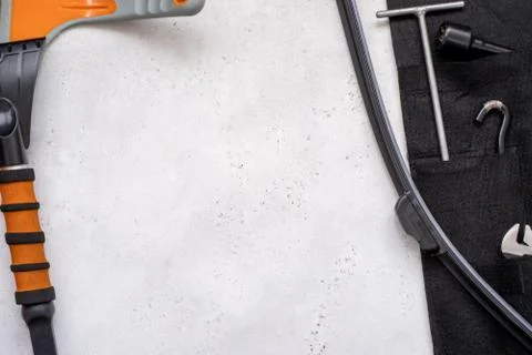 Adjustable and spanner, hexagon and wiper blade auto equipment. Stock Photos