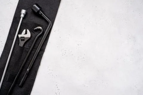 Adjustable and spanner, hexagon auto equipment and technique. Stock Photos