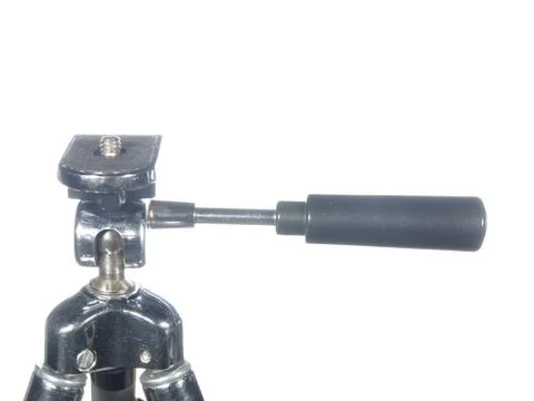 Adjustable camera tripod head, isolated on white. Foto stock