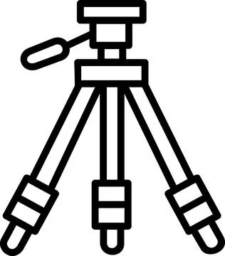 Adjustable camera tripod stand line art icon Stock Illustration