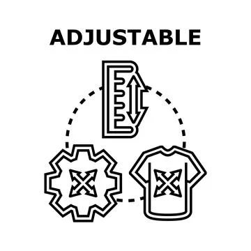 Adjustable concept with ruler, gear, and t shirt icons Stock Illustration