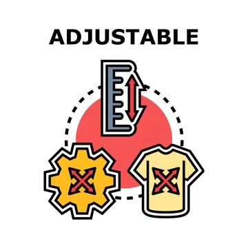 Adjustable concept with ruler, gear, and t shirt icons Stock Illustration