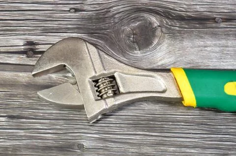 Adjustable crescent wrench spanner, a versatile hand tool with a movable ja.. Stock Photos