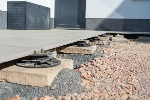 Adjustable deck supports close-up Фото