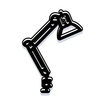 Adjustable desk lamp black outline drawing illustration Stock Illustration